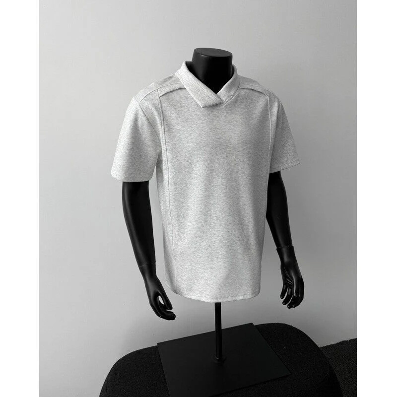 不规则polo领短袖男夏季正肩t恤