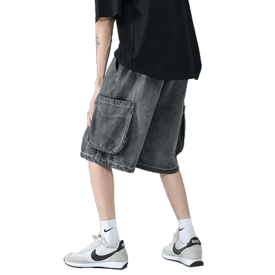 破洞牛仔短裤男夏季薄款设计感