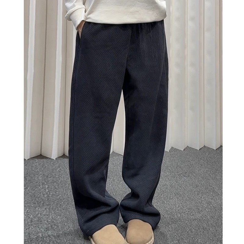 美式人字纹肌理感卫裤男时尚百搭直筒弯刀裤秋冬加绒加厚休闲长裤,男装,休闲裤,淘宝优惠券,粉丝福利购,淘宝优惠卷