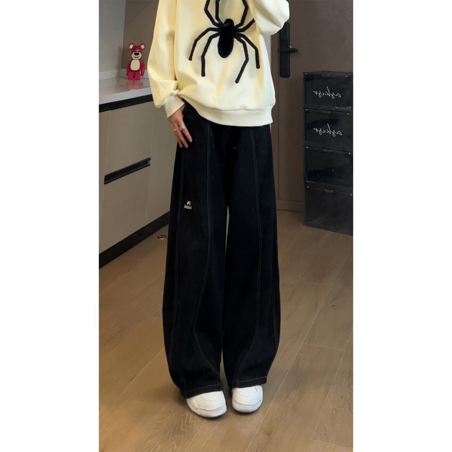 美式潮牌明线垂感牛仔裤男宽松直筒阔腿裤时尚百搭春季休闲长裤潮,男装,牛仔裤,淘宝优惠券,粉丝福利购,淘宝优惠卷