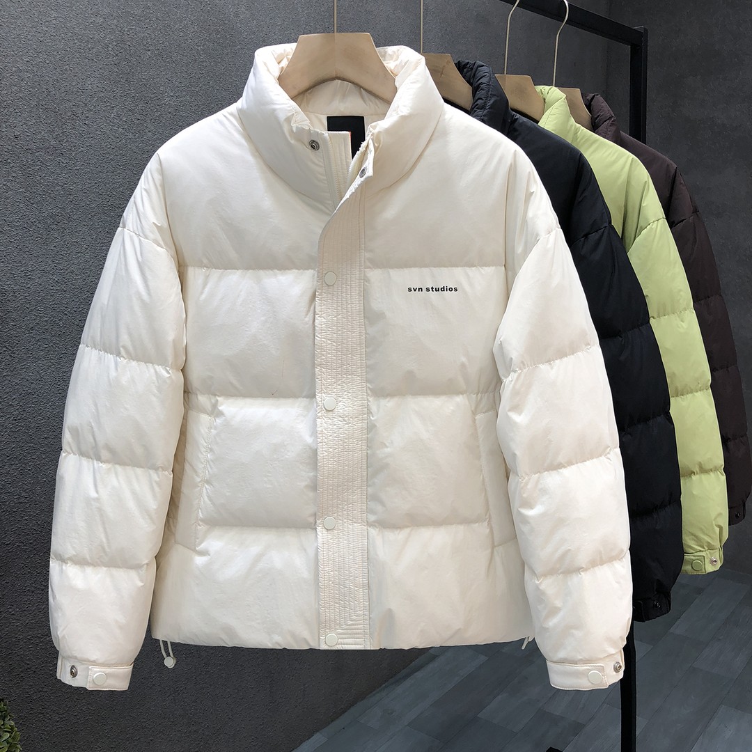 白色羽绒服男潮牌高端冬季防寒保暖白鸭绒立领外套情侣百搭羽绒衣