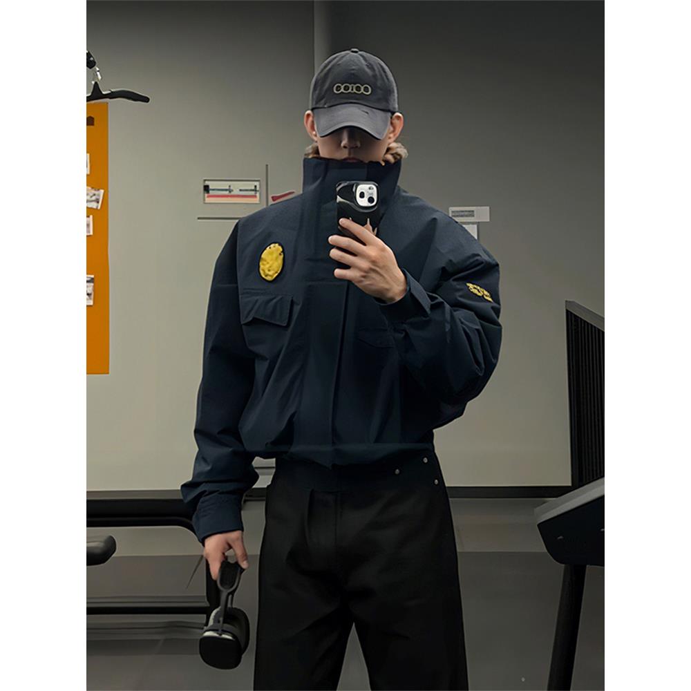 硬汉风短款加绒棉服男双面穿外套