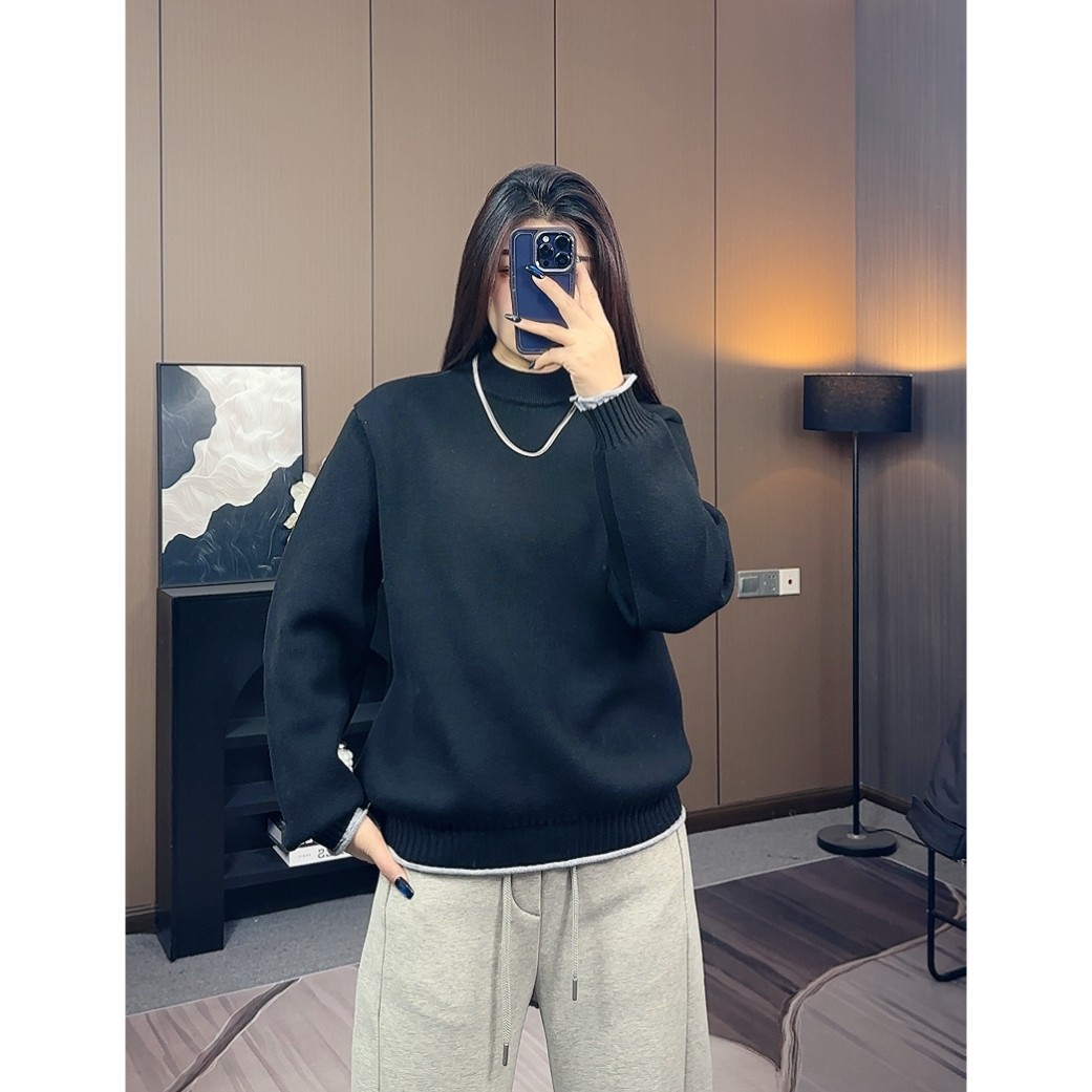 暖糯加厚毛衣男高织高密针织衫