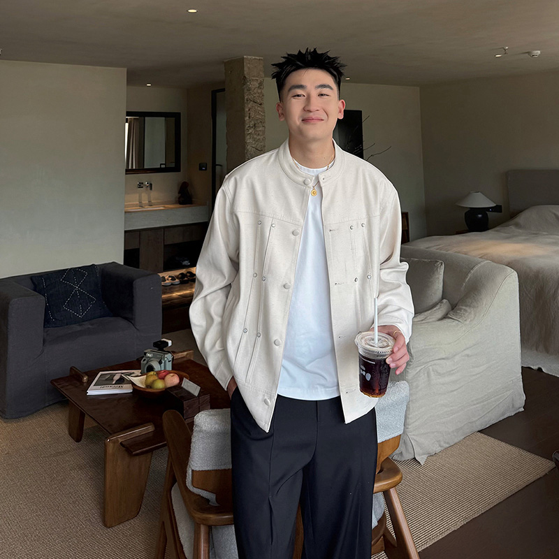 新中式铆钉设计褶本布层次感外套