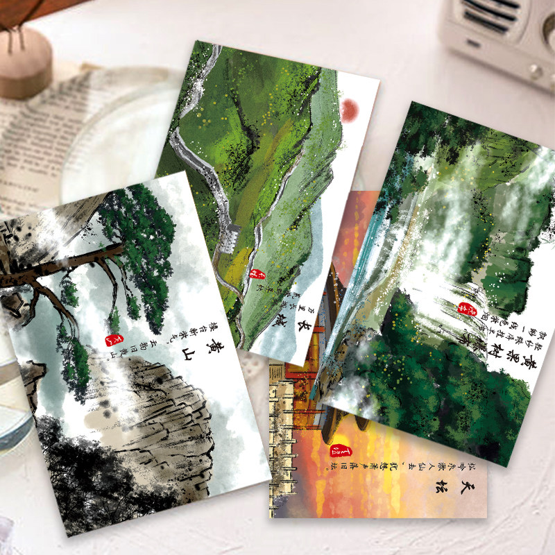 纸梵风景明信片小众手绘旅游名胜景点打卡照片装饰学生手写留言卡