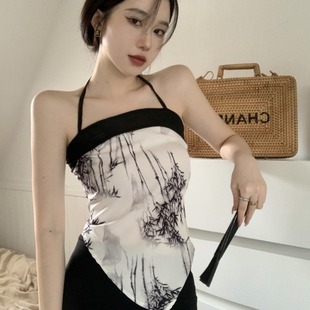 挂脖爵士舞上衣夏新中式 国风复古抹胸纯欲风辣妹甜辣jazz吊带