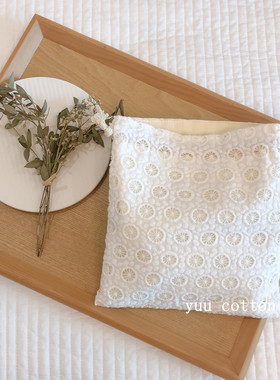 【YUU布包】纯白色蕾丝刺绣小棉布袋抽绳束口袋布艺收纳袋文艺新