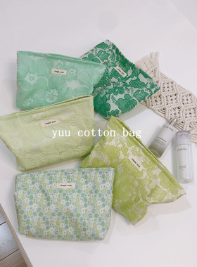 【YUU布包】清新绿色系帆布手拿包化妆包女手袋洗漱化妆品收纳包
