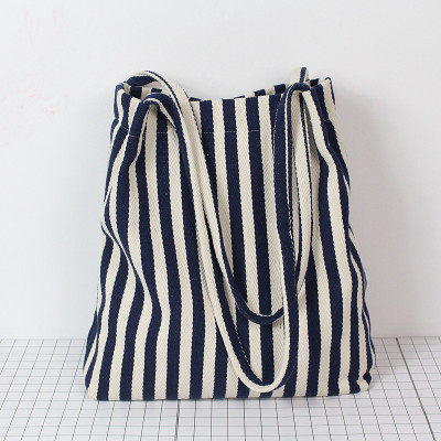 条纹帆布包细带单肩包简约韩版原宿风学生书袋休闲百搭加厚新款