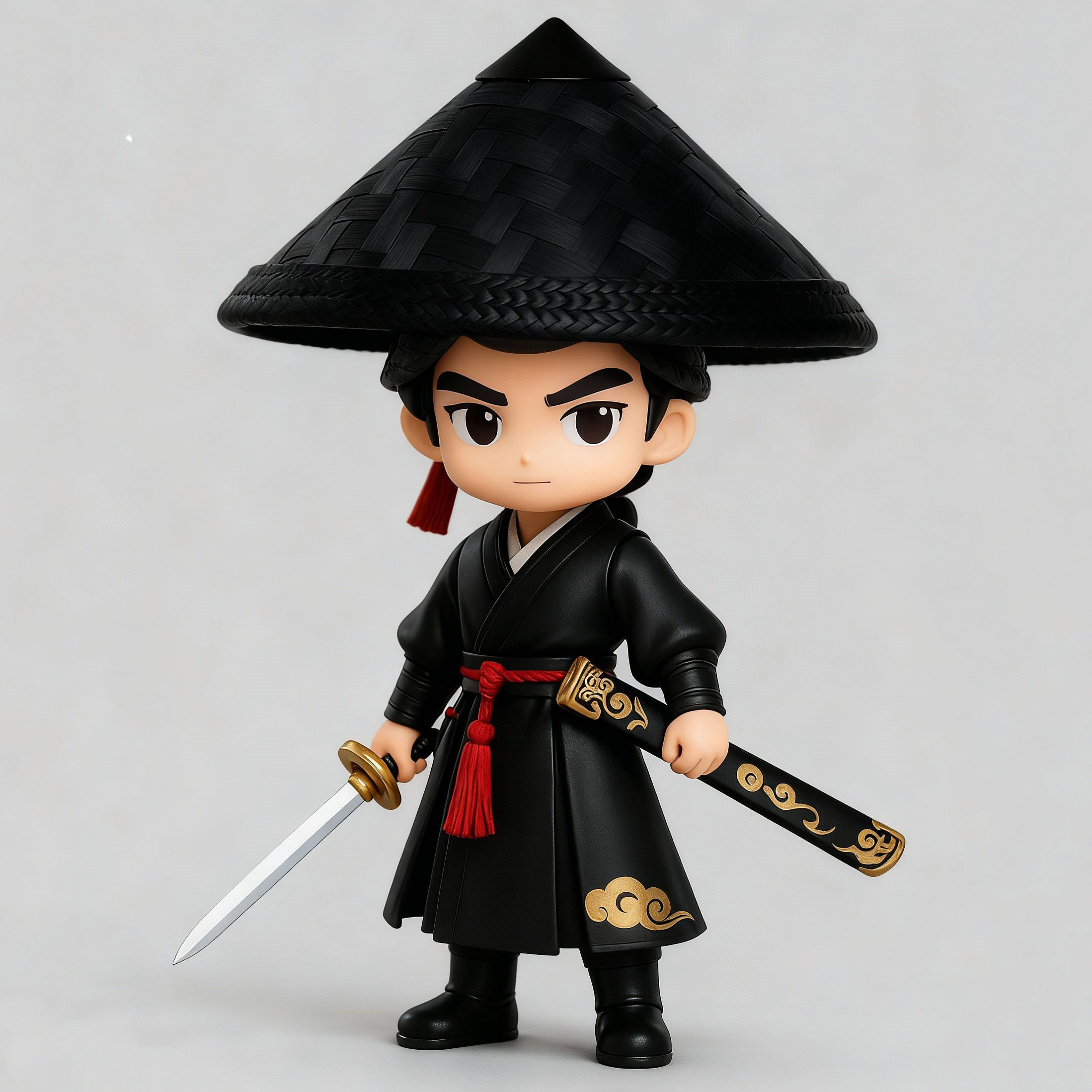 网红迷你竹编茶盖DIY二次元手办侠客玩偶帽子道具摆件手工装饰品