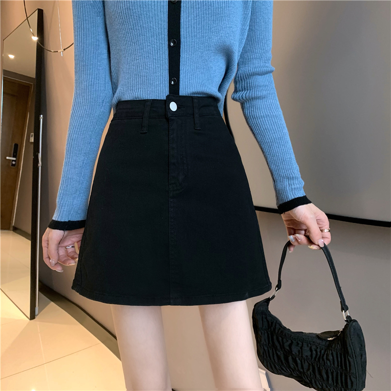 Real price new personalized word skirt, versatile age reducing denim skirt, Hong Kong Style Skirt