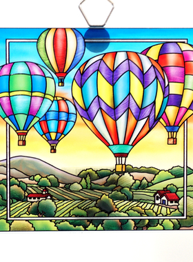 绚丽热气球彩色玻璃挂件装饰挂画背景墙 出口美国amia 生日礼物