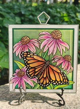 包邮清仓 雏菊与蝴蝶外贸出口AMIA彩绘玻璃家居创意生日礼物女生