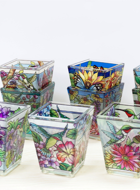 深海吧 尖货19款美国AMIA彩绘玻璃小号烛台浪漫复古摆件生日礼物