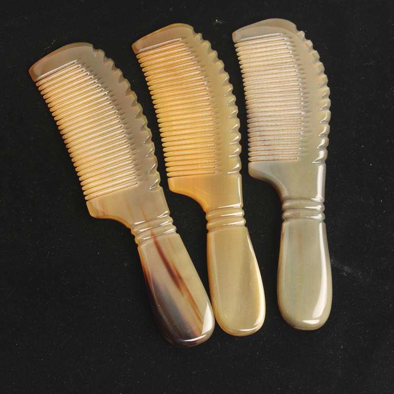 牛角梳子女士专用长发家用加厚牛角双环手柄梳造型梳景区热卖