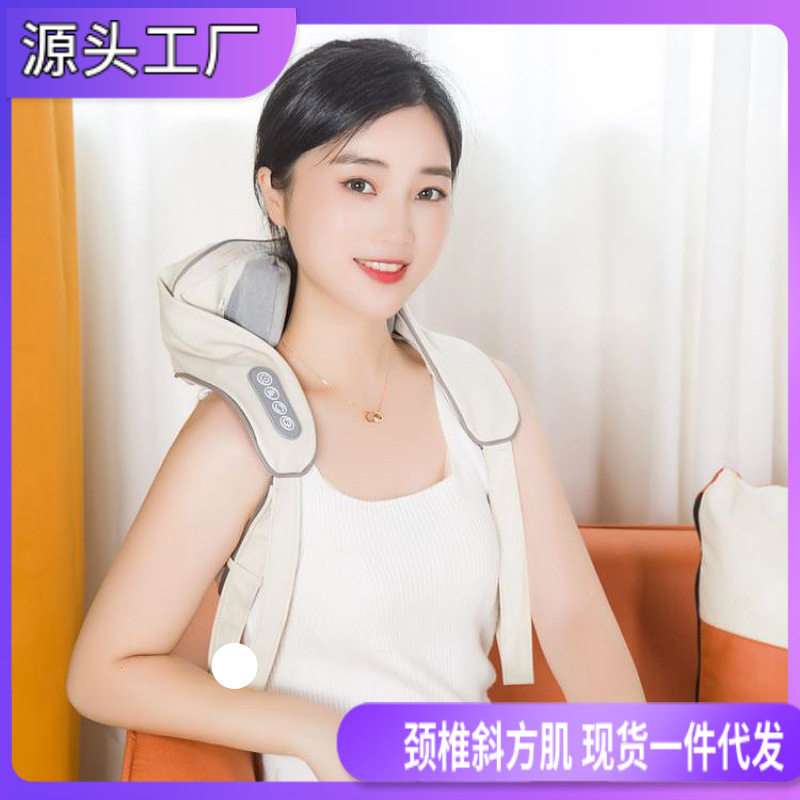 肩颈斜方肌按器颈部腰部肩膀揉捏按披肩热敷夹捏颈椎按仪