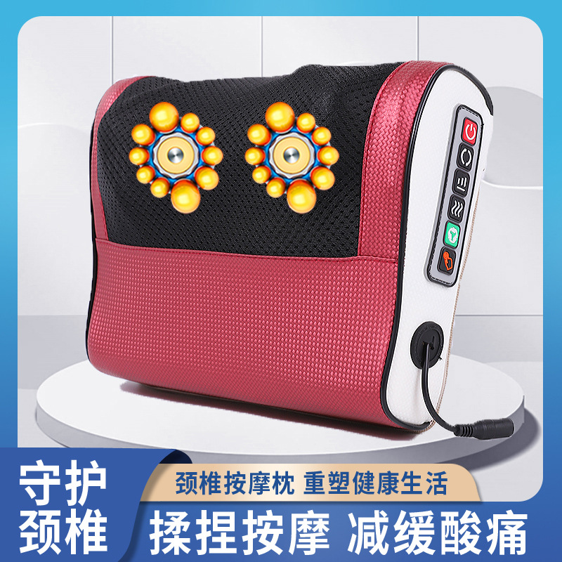 跨境颈椎按枕肩颈按仪腰部多功能靠枕背部加热家用颈部按器