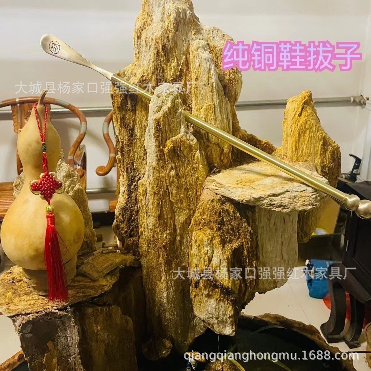 长柄纯黄铜鞋拔子超长孕妇老人不弯腰穿鞋家用懒人穿鞋提鞋鞋拔子