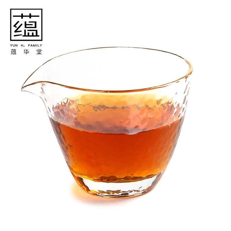 高硼硅日式锤目纹玻璃公道杯加厚耐热高温茶海功夫茶具泡茶器