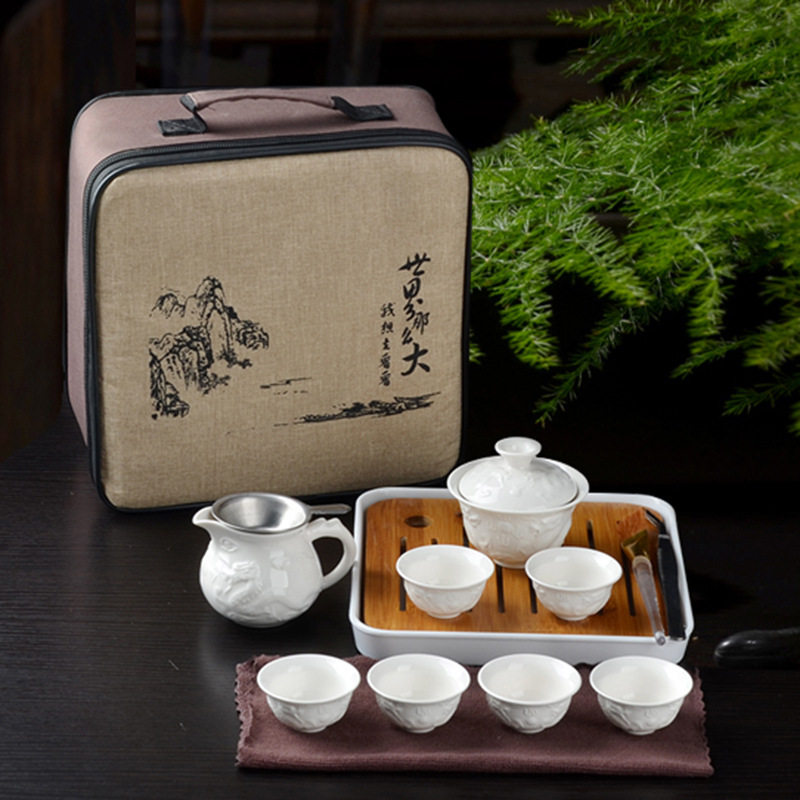 旅行茶具套装便携户外陶瓷工厂创意收纳快客出行露营旅游茶具