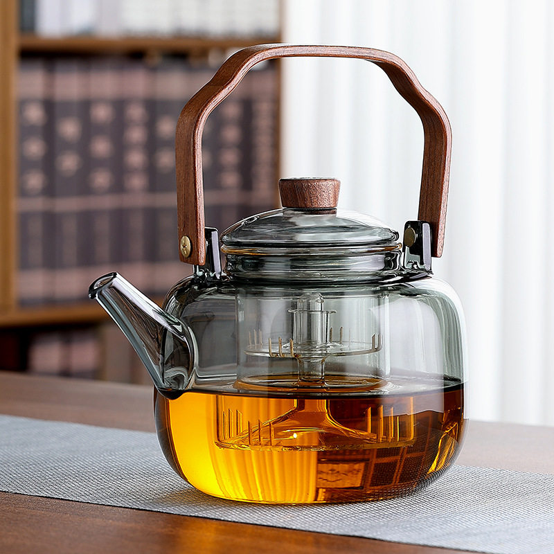 高硼硅玻璃煮茶壶耐高温泡茶壶蒸煮两用可明火电陶炉煮茶器提梁