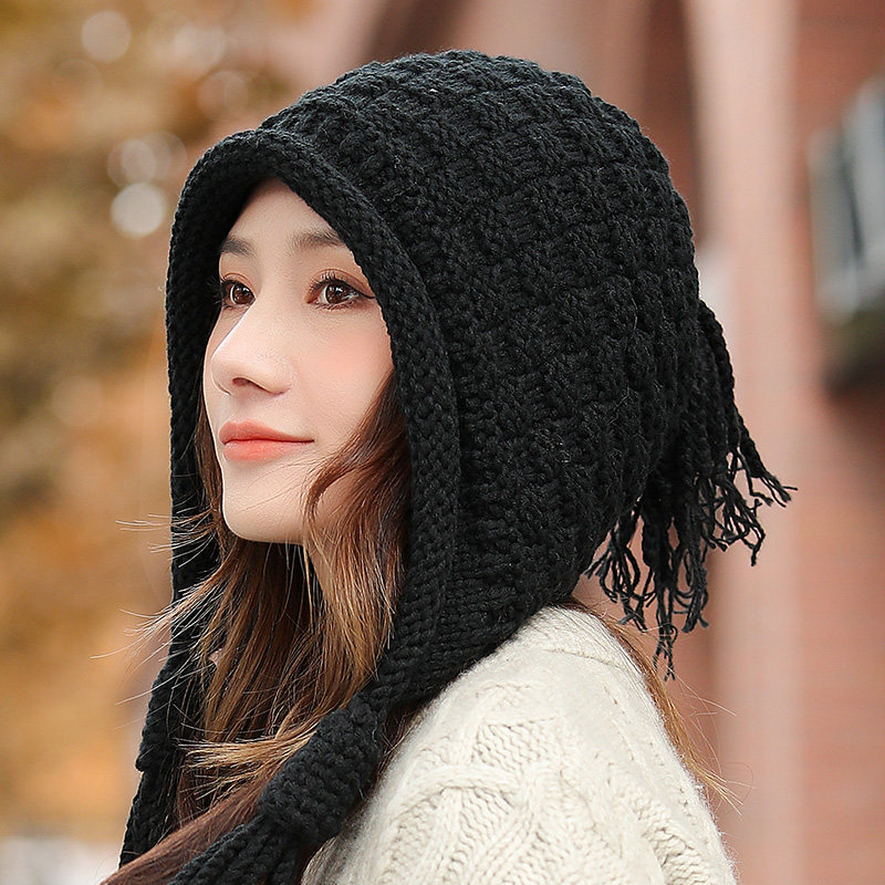 帽子女款秋冬季时尚洋气针织帽2025新款编织毛线帽流苏保暖1214r