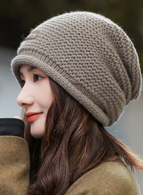 秋冬季毛线帽子女款2025新款洋气大头围针织帽宽松保暖加厚1128n