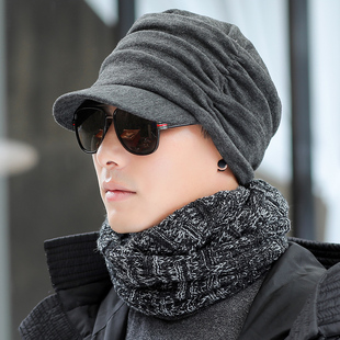 帽子男士时尚户外春春季短帽沿潮牌百搭褶皱鸭舌帽保暖休闲0109w