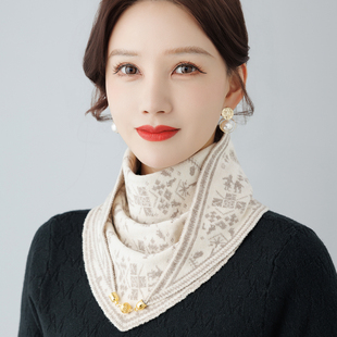 冬季保暖防寒女款针织三角巾脖套2026新款护颈围脖洋气装饰小围巾