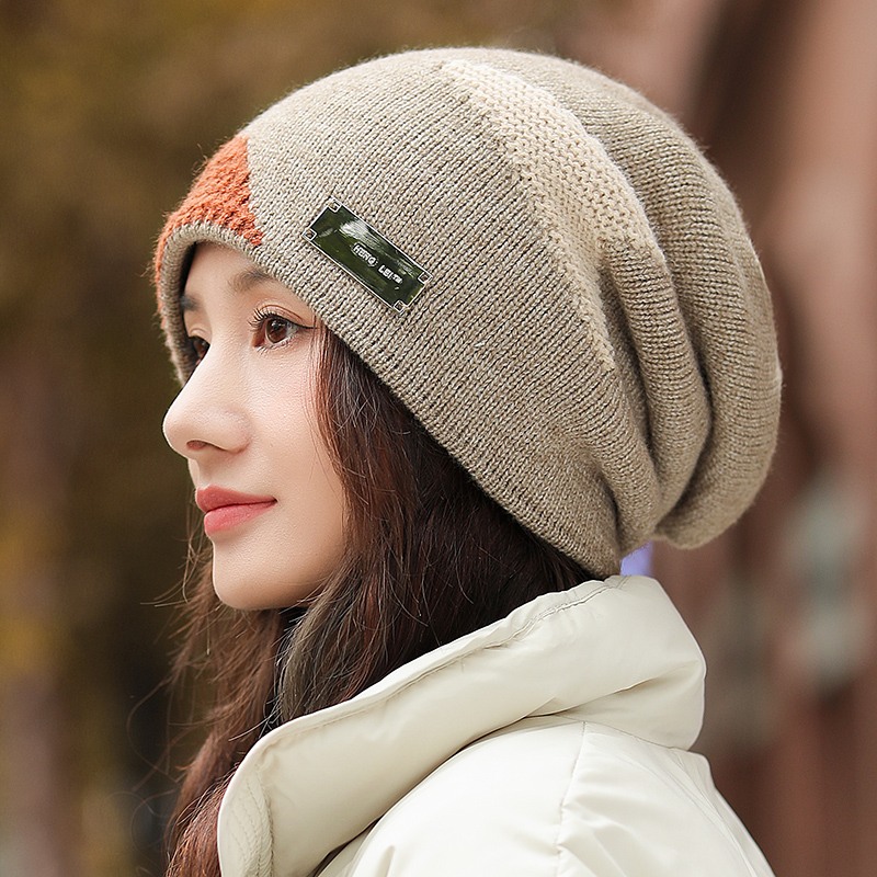 大头围女款时尚洋气毛线帽保暖