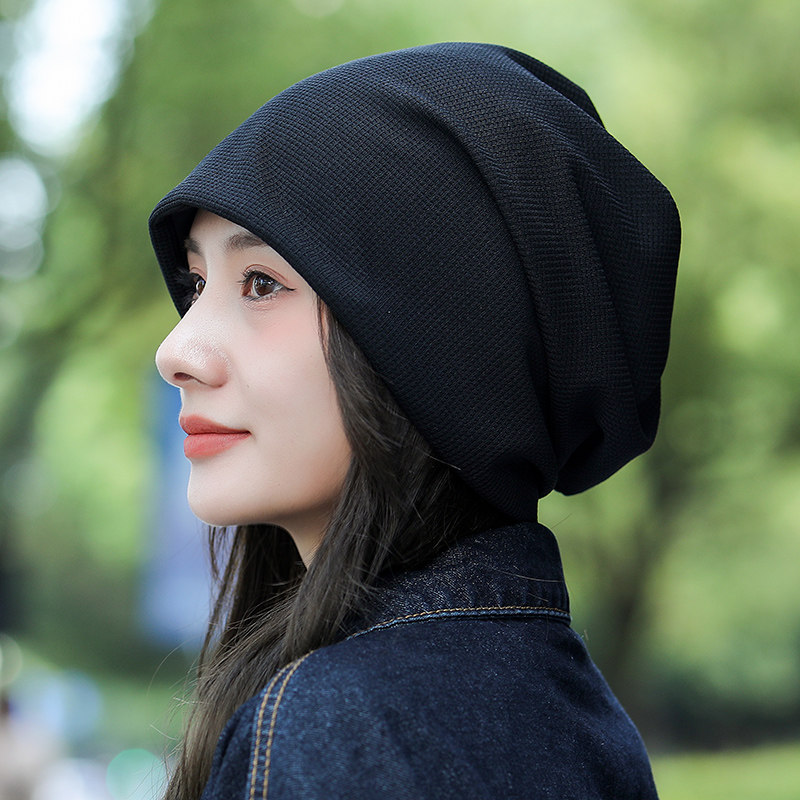 帽子女秋冬季潮堆堆帽百搭包头冷帽时尚洋气针织帽保暖套头棉帽子