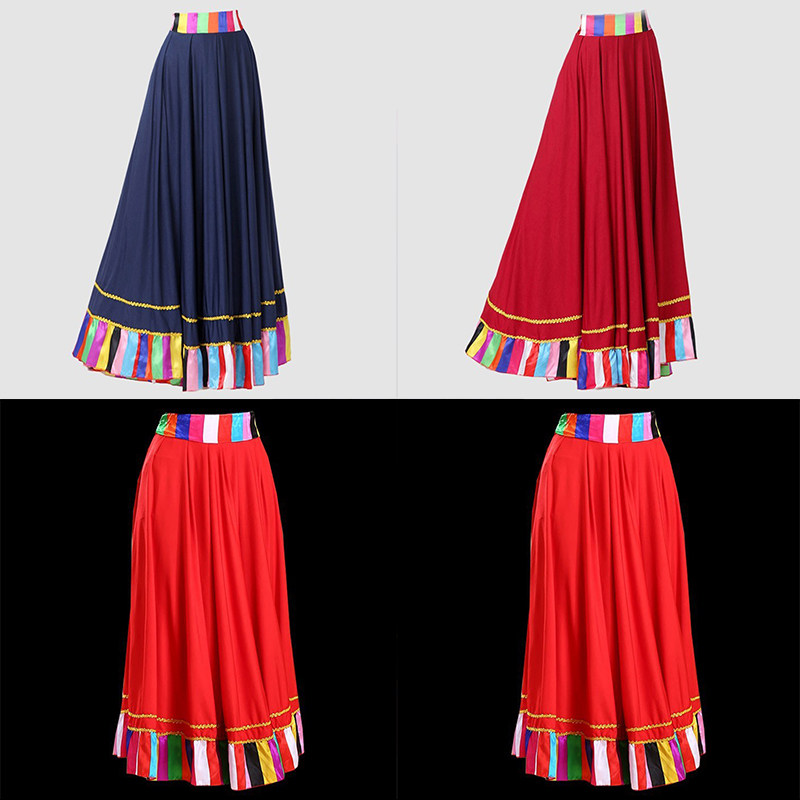 藏族舞蹈演出服装女半身裙广场舞服装新款跳舞裙子艺考练习藏族裙