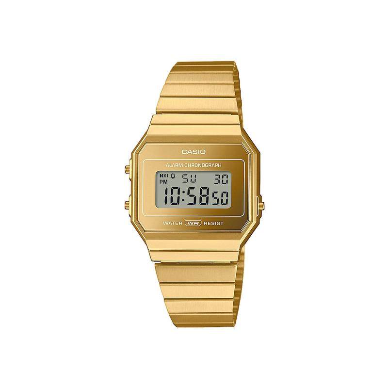 代购卡西欧男士腕表闹钟夜光日期计时金色金属钢带防水日常休闲