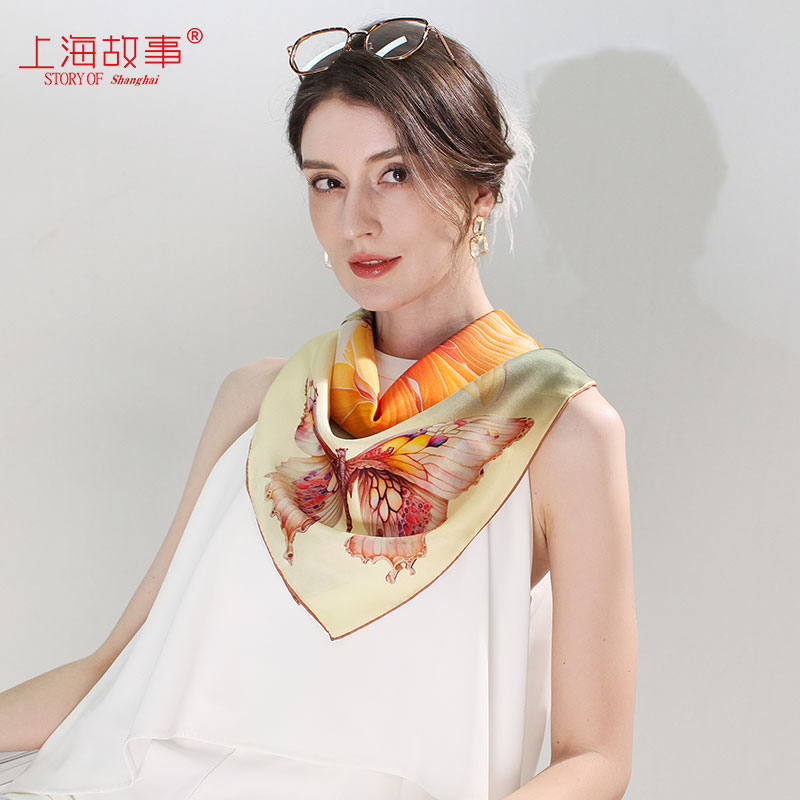 上海故事丝巾女夏2025新款薄款真丝系脖围巾高级感披肩桑蚕丝礼盒