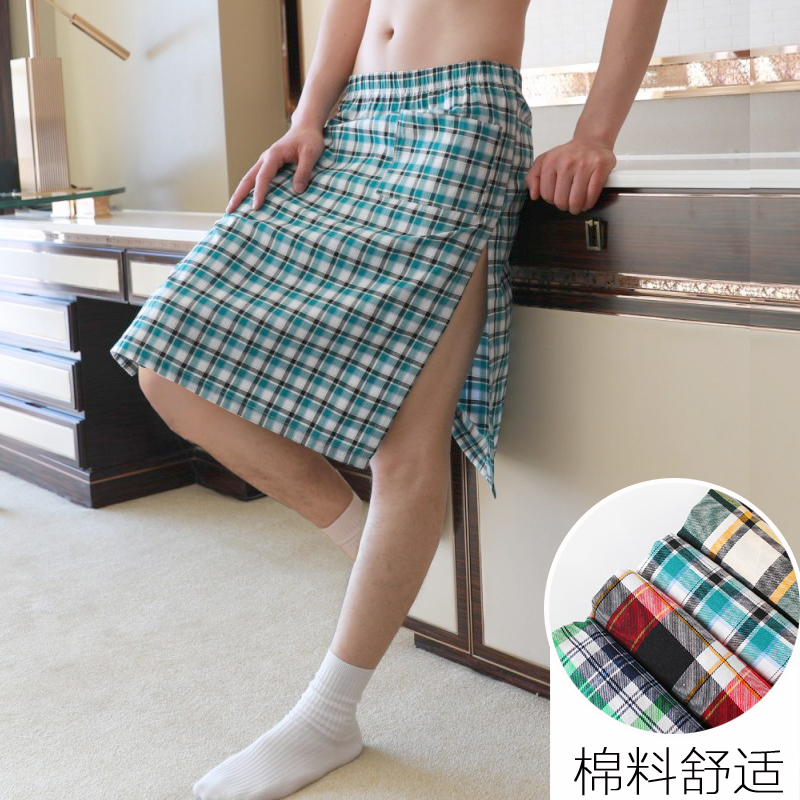 苏格兰格子男人裙子男士家居睡裙裤时尚英伦风潮流男生裙子短裙裤