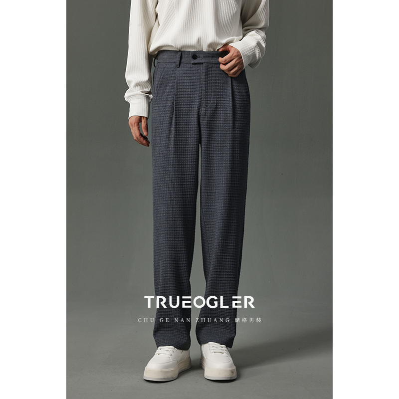 提花宽松休闲男松紧腰单褶