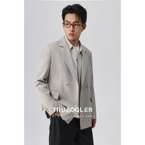 抗皱麻棉休闲西服男春季