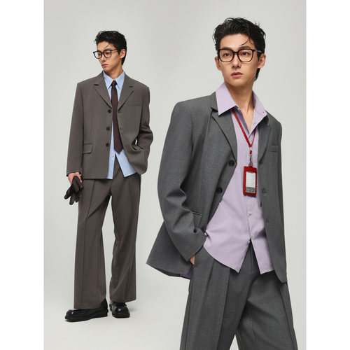 天丝羊毛宽松休闲西服男高级感
