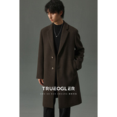 850g重磅双面剪绒羊毛呢子大衣男中长款 储格 平驳领加厚外套