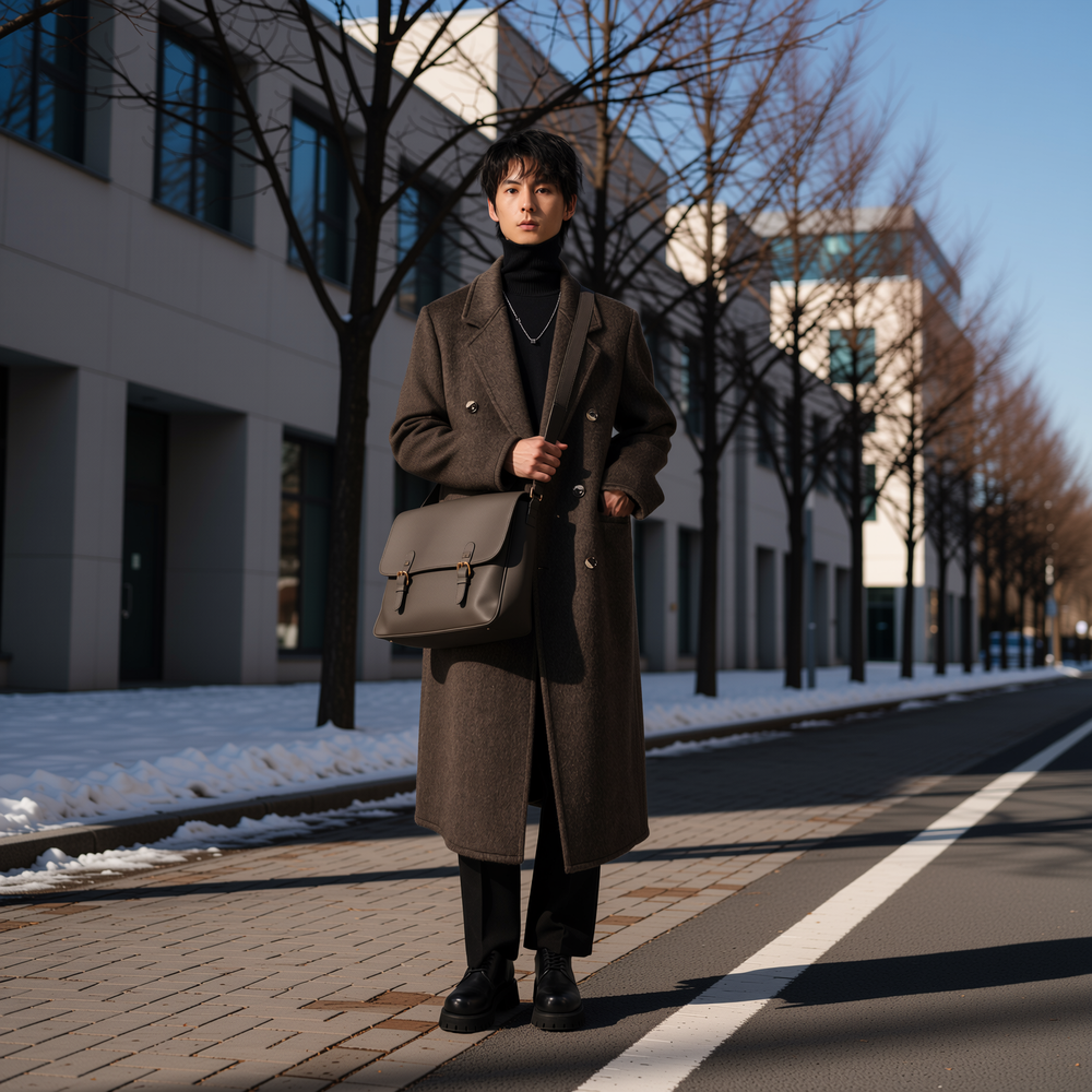 重磅加厚羊毛双面呢子大衣男