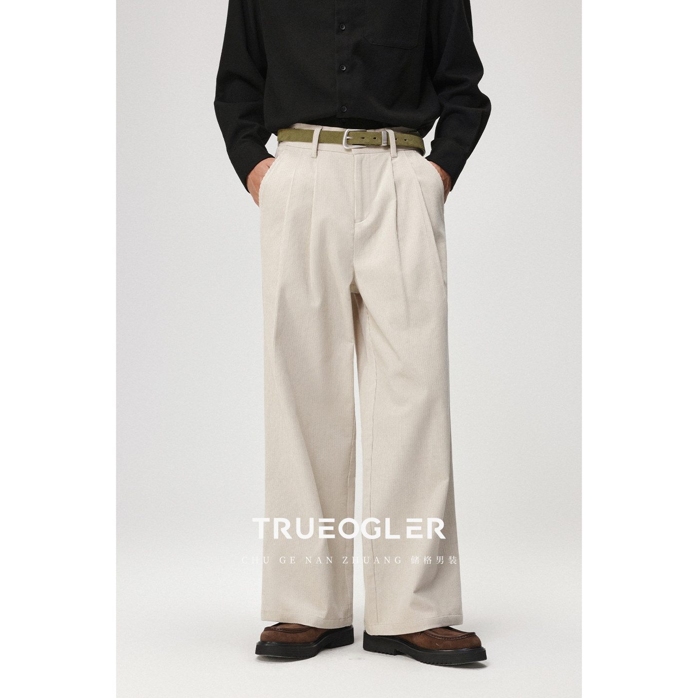 【储格】灯芯绒休闲裤男宽松微喇叭阔腿裤子冬季加厚款全棉长裤,男装,休闲裤,淘宝优惠券,粉丝福利购,淘宝优惠卷