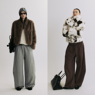 SLO“北欧牧歌”环保皮草外套女2025新款时髦高级奶牛纹毛毛外套