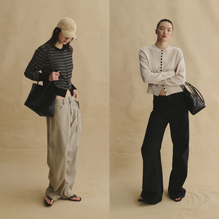 SLO 美利奴羊毛开衫 多粒纽扣直身骨感显瘦慵懒针织衫 女 女作家