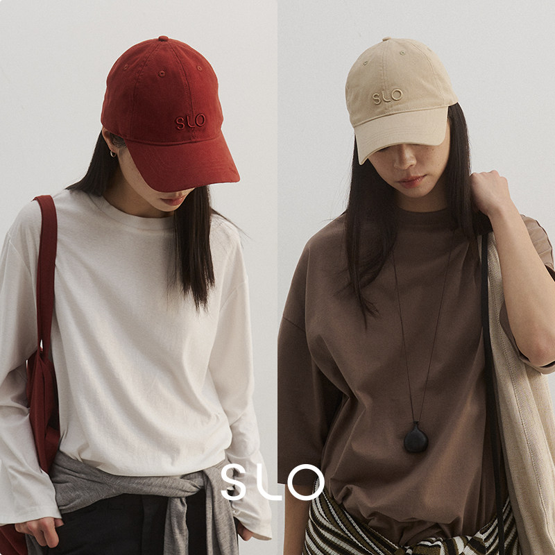 SLO【倪妮同款】经典棒球帽刺绣米白酒红色素颜小脸神器鸭舌帽子