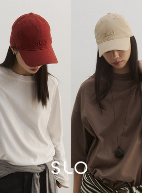 SLO【倪妮同款】经典棒球帽刺绣米白酒红色素颜小脸神器鸭舌帽子