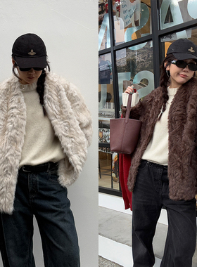 SLO 【热可可浴袍大衣】环保卷毛皮草轻盈舒适保暖毛呢外套