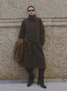 SLO“巴黎旅人”羊毛大衣女2025新款双面呢高级感中长款毛呢外套