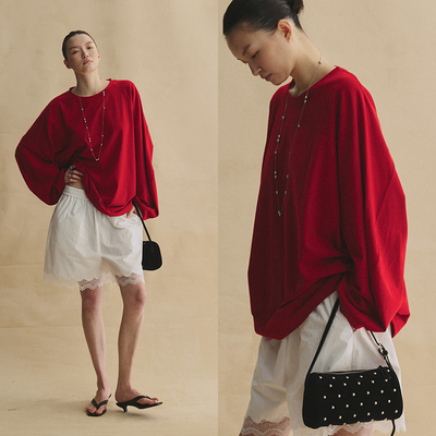 SLO“随手懒人tee”原生纯棉亲肤透气经典圆领插肩袖基础百搭Tt恤