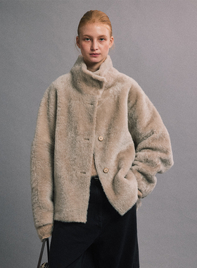 SLO“冬日暖阳”进口南非美利奴羊皮毛一体皮草女冬高奢毛毛外套