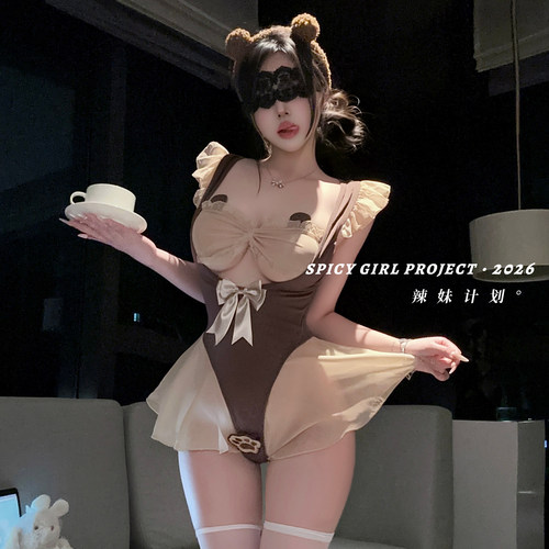 辣妹计划~可爱小熊连体制服纯欲性感睡衣女仆风情趣战袍qqny内衣